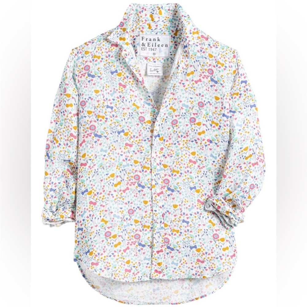 Frank & Eileen “Eileen” Italian Linen Floral Button Down Shirt *EUC* size M - Picture 4 of 14